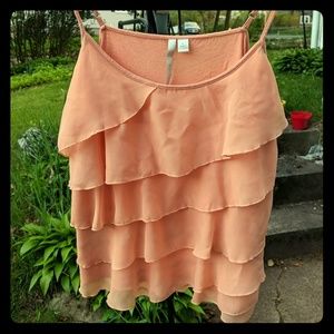 💎 Lauren Conrad pink / Peach ruffle tank top